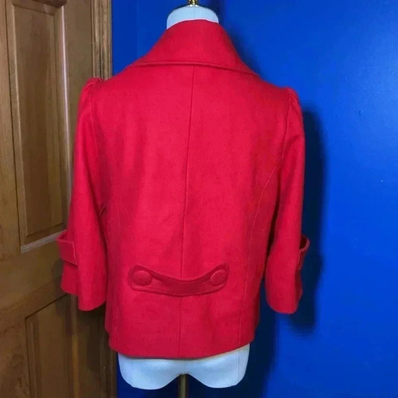 Forever 21 Red Wool Blend Women's Double-Breasted Jacket Size large - Picture 4 of 10